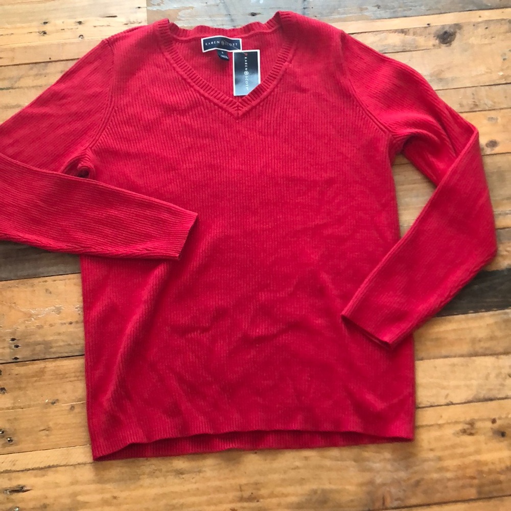 Karen Scott red sweater top Small